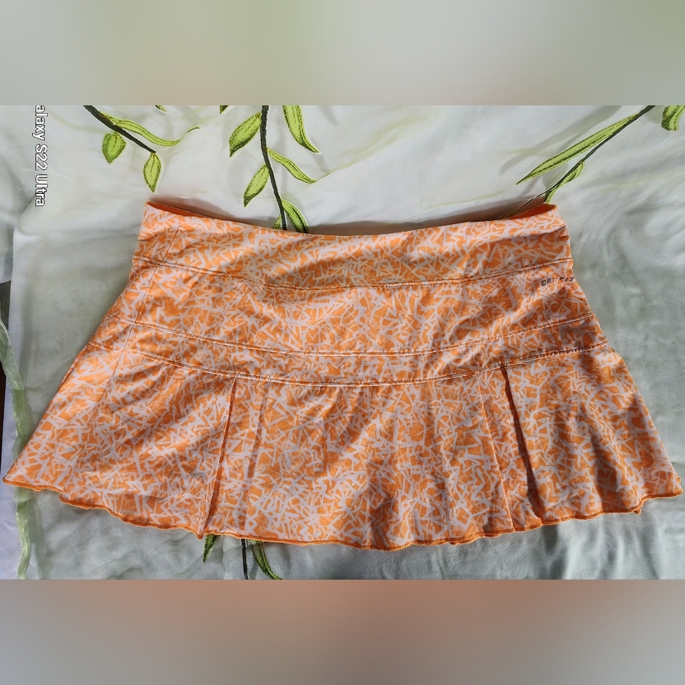🏝Nike Orange Pleated Skater Mini Skirt